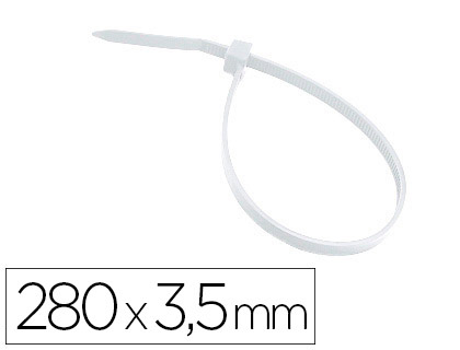100 bridas 3M blancas para interior 280x3,5 mm.